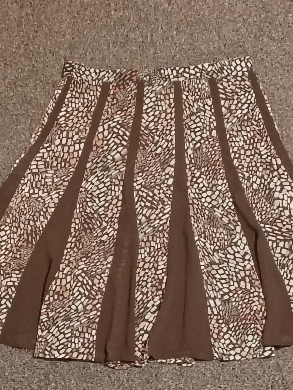 Bay Studio Brown and Cream Panel A-Line Skirt Size L Measurements In Pics